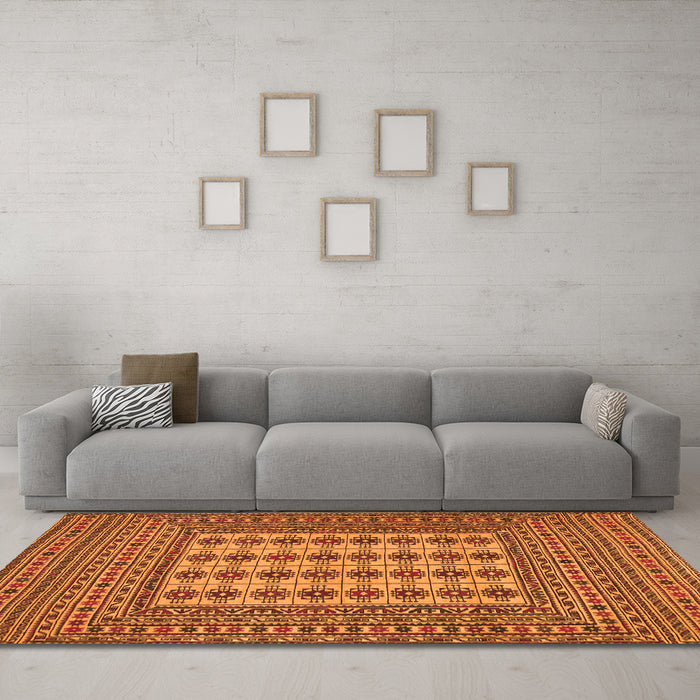 Machine Washable Persian Orange Traditional Area Rugs in a Living Room, wshtr2765org