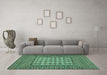 Machine Washable Persian Turquoise Traditional Area Rugs in a Living Room,, wshtr2765turq