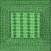 Square Machine Washable Persian Emerald Green Traditional Area Rugs, wshtr2765emgrn