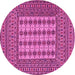 Round Machine Washable Persian Pink Traditional Rug, wshtr2765pnk