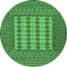 Round Machine Washable Persian Emerald Green Traditional Area Rugs, wshtr2765emgrn