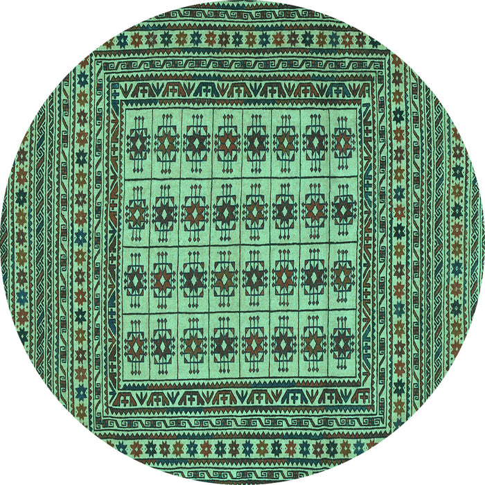 Round Machine Washable Persian Turquoise Traditional Area Rugs, wshtr2765turq