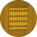 Round Machine Washable Persian Yellow Traditional Rug, wshtr2765yw