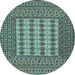 Round Machine Washable Persian Light Blue Traditional Rug, wshtr2765lblu