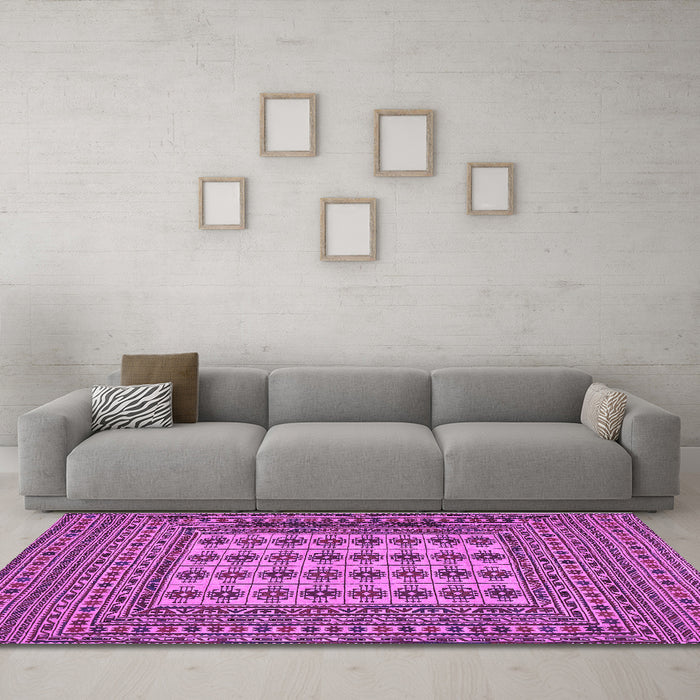 Machine Washable Persian Purple Traditional Area Rugs in a Living Room, wshtr2765pur