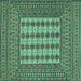 Square Machine Washable Persian Turquoise Traditional Area Rugs, wshtr2765turq