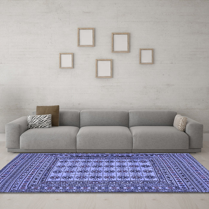 Machine Washable Persian Blue Traditional Rug in a Living Room, wshtr2765blu