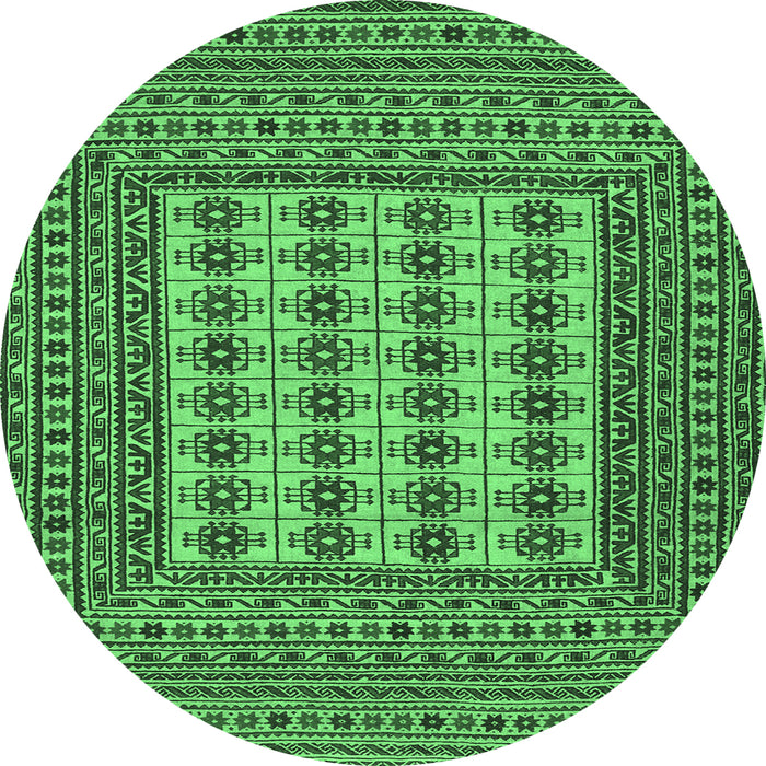 Round Persian Emerald Green Traditional Rug, tr2765emgrn
