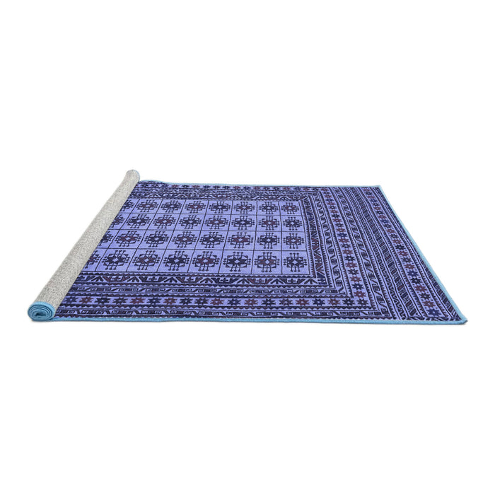 Sideview of Machine Washable Persian Blue Traditional Rug, wshtr2765blu