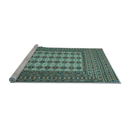 Sideview of Machine Washable Persian Light Blue Traditional Rug, wshtr2765lblu