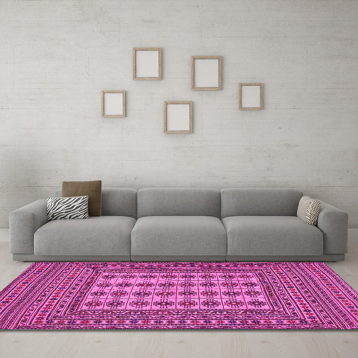 Machine Washable Persian Pink Traditional Rug in a Living Room, wshtr2765pnk