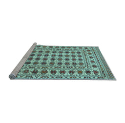Sideview of Machine Washable Persian Light Blue Traditional Rug, wshtr2766lblu