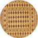 Round Persian Brown Traditional Rug, tr2766brn