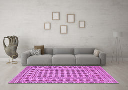 Machine Washable Persian Purple Traditional Area Rugs in a Living Room, wshtr2766pur