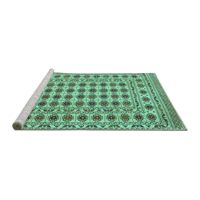 Sideview of Machine Washable Persian Turquoise Traditional Area Rugs, wshtr2766turq