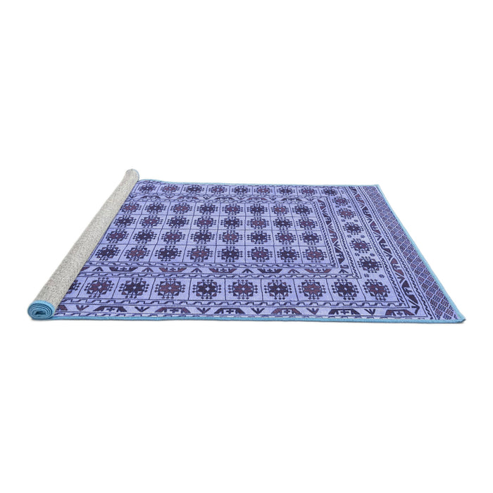 Sideview of Machine Washable Persian Blue Traditional Rug, wshtr2766blu