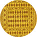 Round Persian Yellow Traditional Rug, tr2766yw