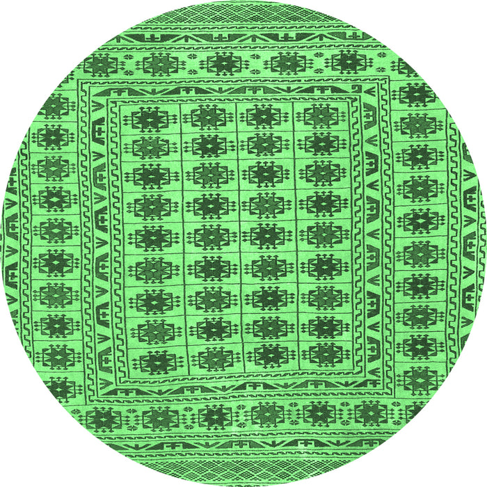 Round Machine Washable Persian Emerald Green Traditional Area Rugs, wshtr2766emgrn
