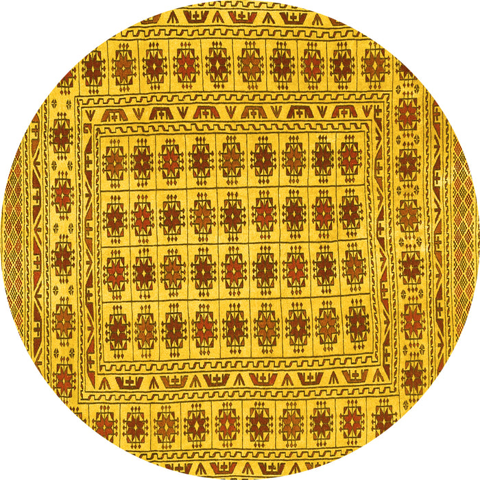 Round Machine Washable Persian Yellow Traditional Rug, wshtr2766yw