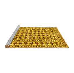Sideview of Machine Washable Persian Yellow Traditional Rug, wshtr2766yw