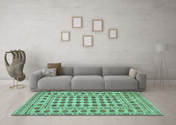 Machine Washable Persian Turquoise Traditional Area Rugs in a Living Room,, wshtr2766turq