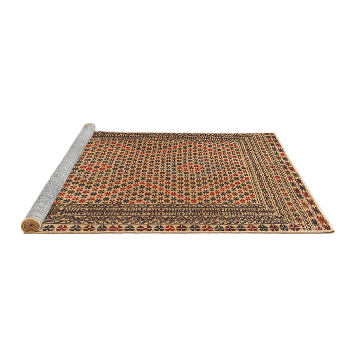 Sideview of Machine Washable Traditional Dark Sienna Brown Rug, wshtr2767