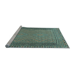 Sideview of Machine Washable Southwestern Light Blue Country Rug, wshtr2767lblu