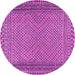 Round Machine Washable Southwestern Purple Country Area Rugs, wshtr2767pur