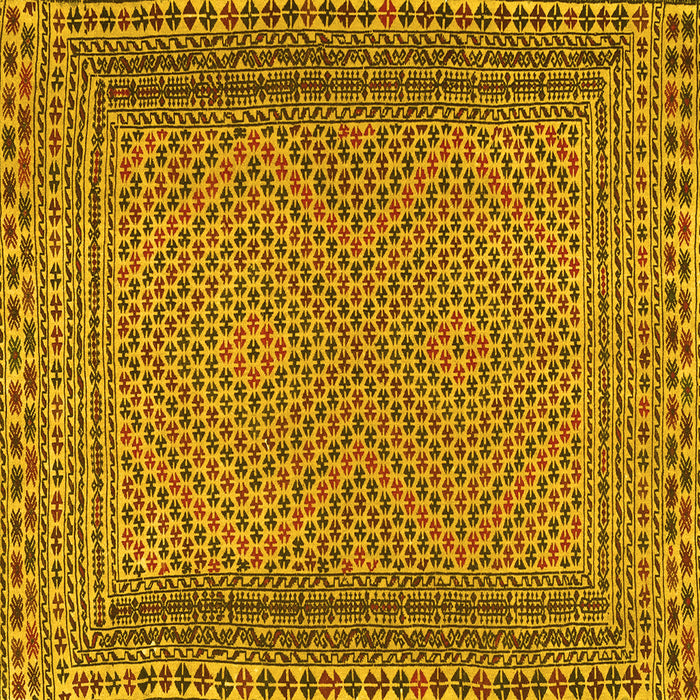 Square Machine Washable Southwestern Yellow Country Rug, wshtr2767yw
