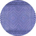 Round Southwestern Blue Country Rug, tr2767blu