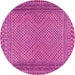 Round Machine Washable Southwestern Pink Country Rug, wshtr2767pnk