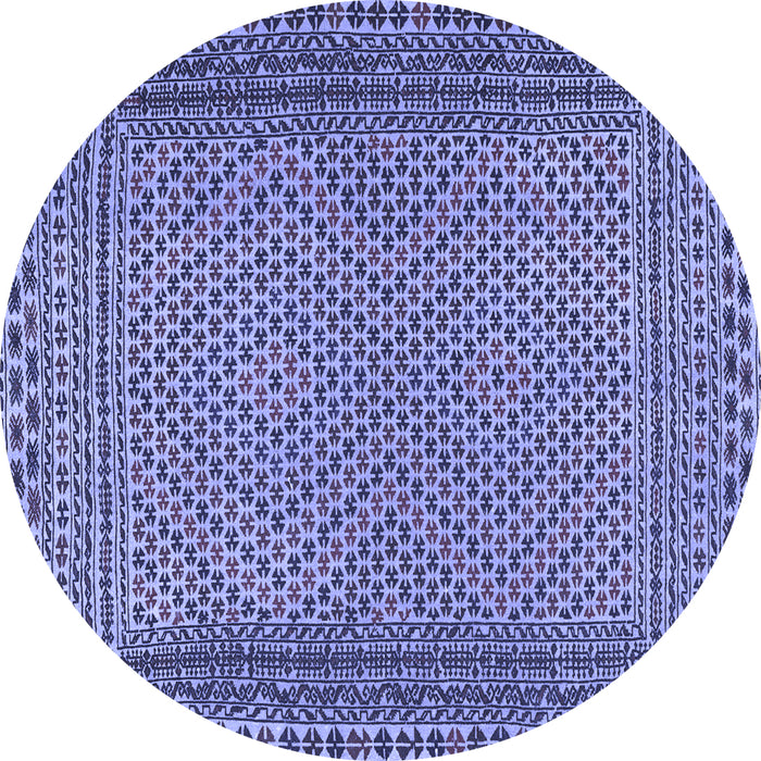 Round Machine Washable Southwestern Blue Country Rug, wshtr2767blu