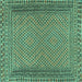 Square Southwestern Turquoise Country Rug, tr2767turq