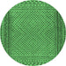 Round Southwestern Emerald Green Country Rug, tr2767emgrn