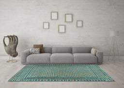 Machine Washable Southwestern Light Blue Country Rug in a Living Room, wshtr2767lblu