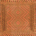 Round Machine Washable Southwestern Orange Country Area Rugs, wshtr2767org