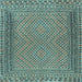 Square Southwestern Light Blue Country Rug, tr2767lblu