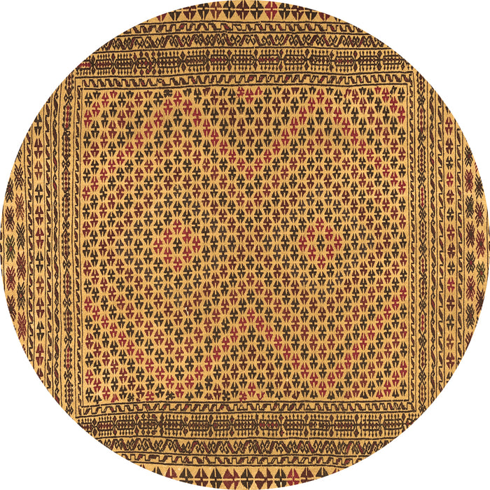 Round Southwestern Brown Country Rug, tr2767brn