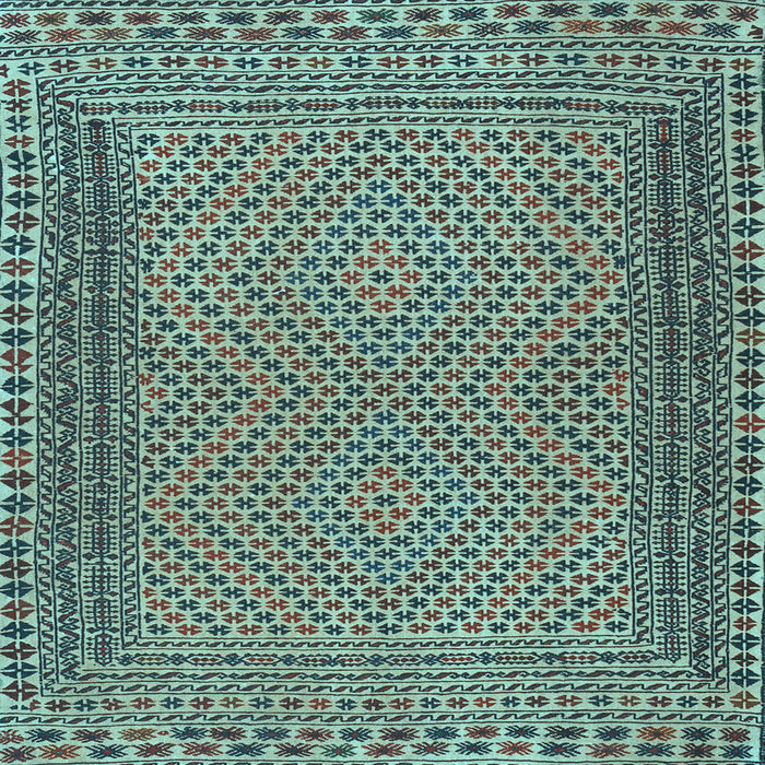 Square Machine Washable Southwestern Light Blue Country Rug, wshtr2767lblu