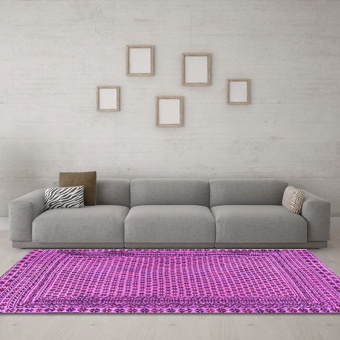 Machine Washable Southwestern Purple Country Area Rugs in a Living Room, wshtr2767pur