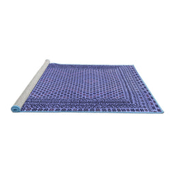 Sideview of Machine Washable Southwestern Blue Country Rug, wshtr2767blu