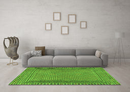 Machine Washable Southwestern Green Country Area Rugs in a Living Room,, wshtr2767grn