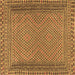 Square Machine Washable Southwestern Brown Country Rug, wshtr2767brn