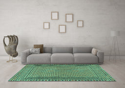 Machine Washable Southwestern Turquoise Country Area Rugs in a Living Room,, wshtr2767turq