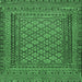 Square Machine Washable Southwestern Emerald Green Country Area Rugs, wshtr2768emgrn