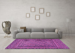 Machine Washable Southwestern Purple Country Area Rugs in a Living Room, wshtr2768pur