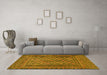 Machine Washable Southwestern Yellow Country Rug in a Living Room, wshtr2768yw