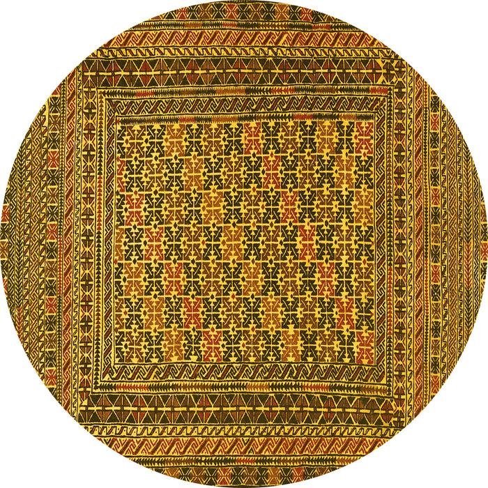 Round Southwestern Yellow Country Rug, tr2768yw