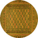 Round Southwestern Yellow Country Rug, tr2768yw