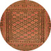 Square Southwestern Orange Country Rug, tr2768org